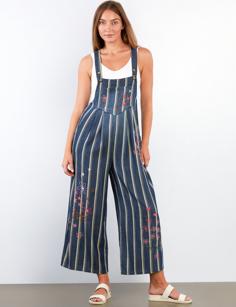 Women's Fashion Indigo Cabana Str In Full Bloom Overalls