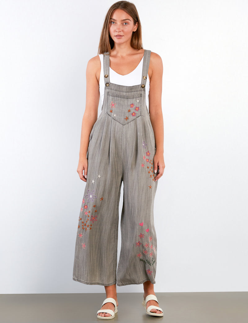 Women's Fashion Perfect Grey In Full Bloom Overalls