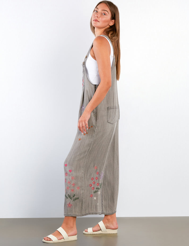 Women's Fashion Perfect Grey In Full Bloom Overalls