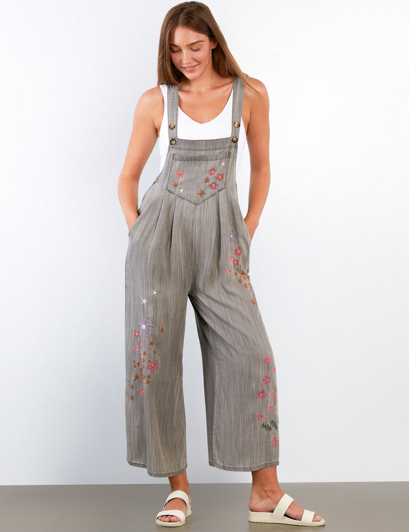 Women's Fashion Perfect Grey In Full Bloom Overalls