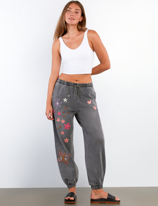 Women's Fashion Ideal Grey In Full Bloom Jogger