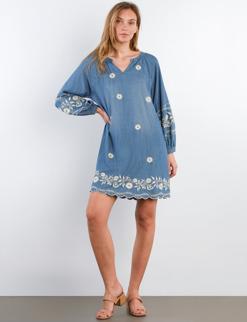 Billy T Women's Capri Embroidered Dress - Blue - Size L