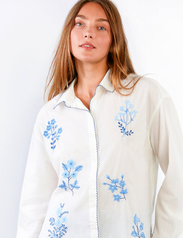 Women's Poetic Floral Embroidered Shirt - Billy T – billytshop