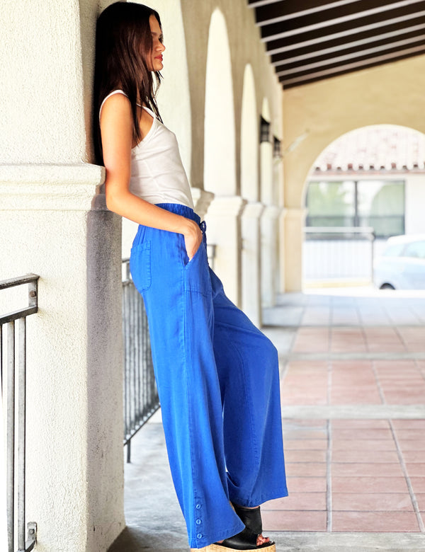 Women's Designer Royal Blue Soft Wide Leg pants