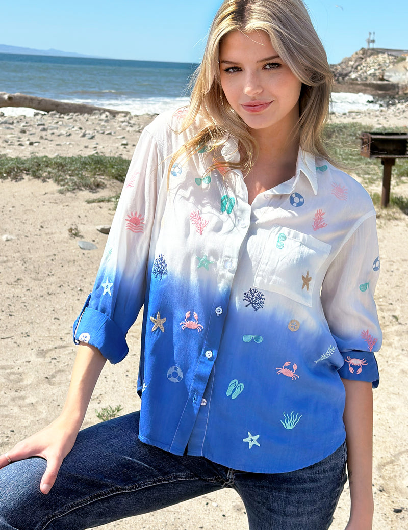 Beach Embroidery Shirt