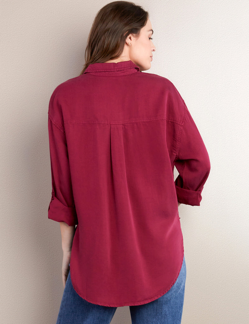 Women's Fashion Brand Burgundy Oversized Shirt