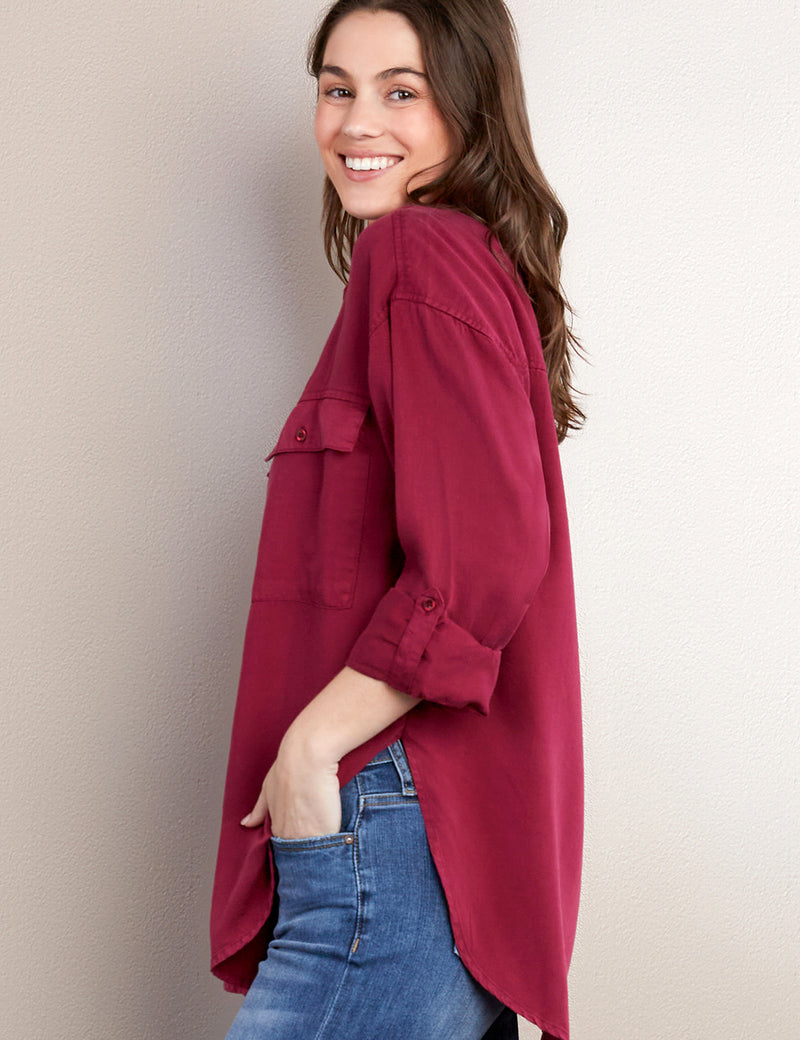 Women's Fashion Brand Burgundy Oversized Shirt