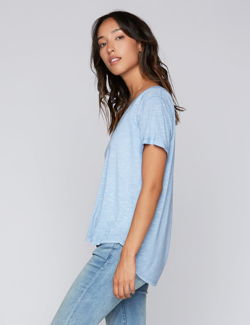 High-End Women's Fashion Brand Slub V-Neck Tee