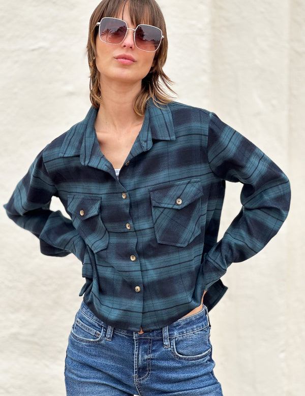 Boxy Flannel Top Side View