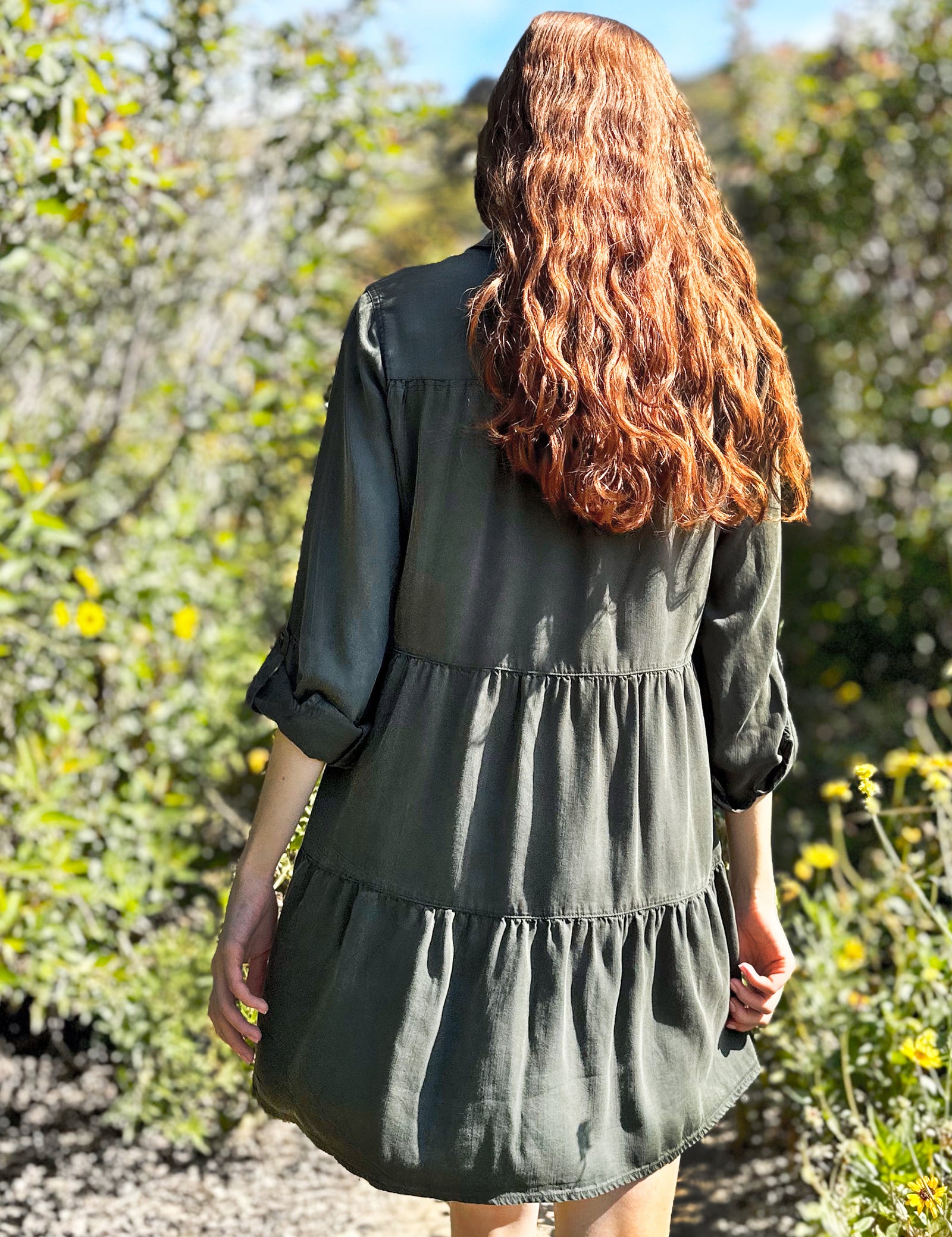 Women’s Brunch Button Front Dress – Billy T Camp Green / L