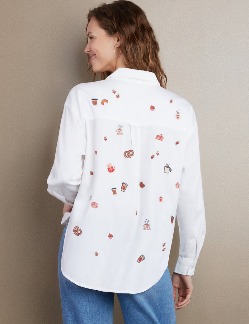 Cafe Embroidery Shirt