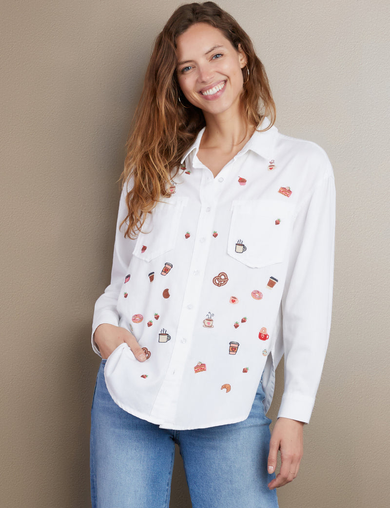 Cafe Embroidery Shirt