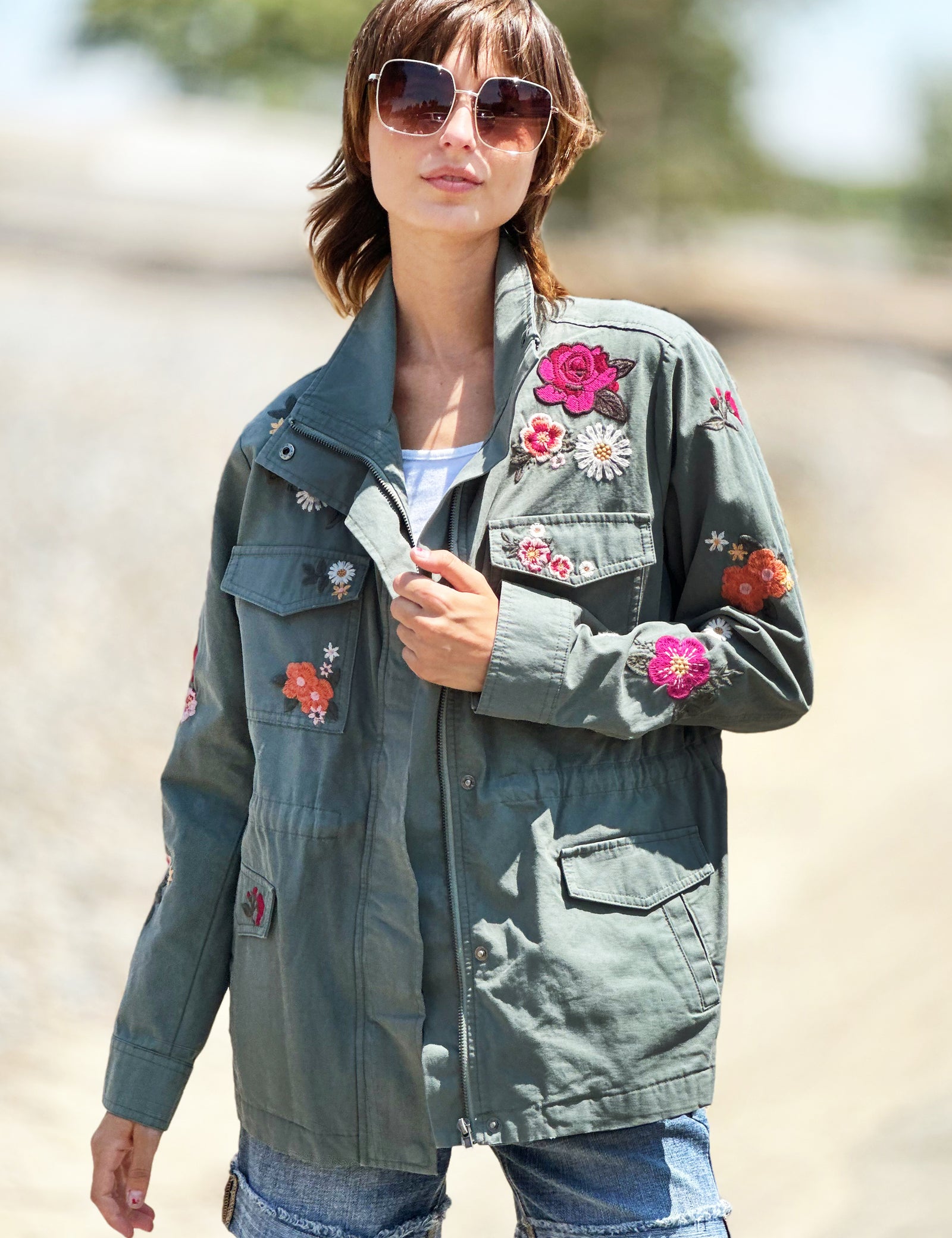 Women's Floral Utility Jacket with Pockets – Billy T – billytshop