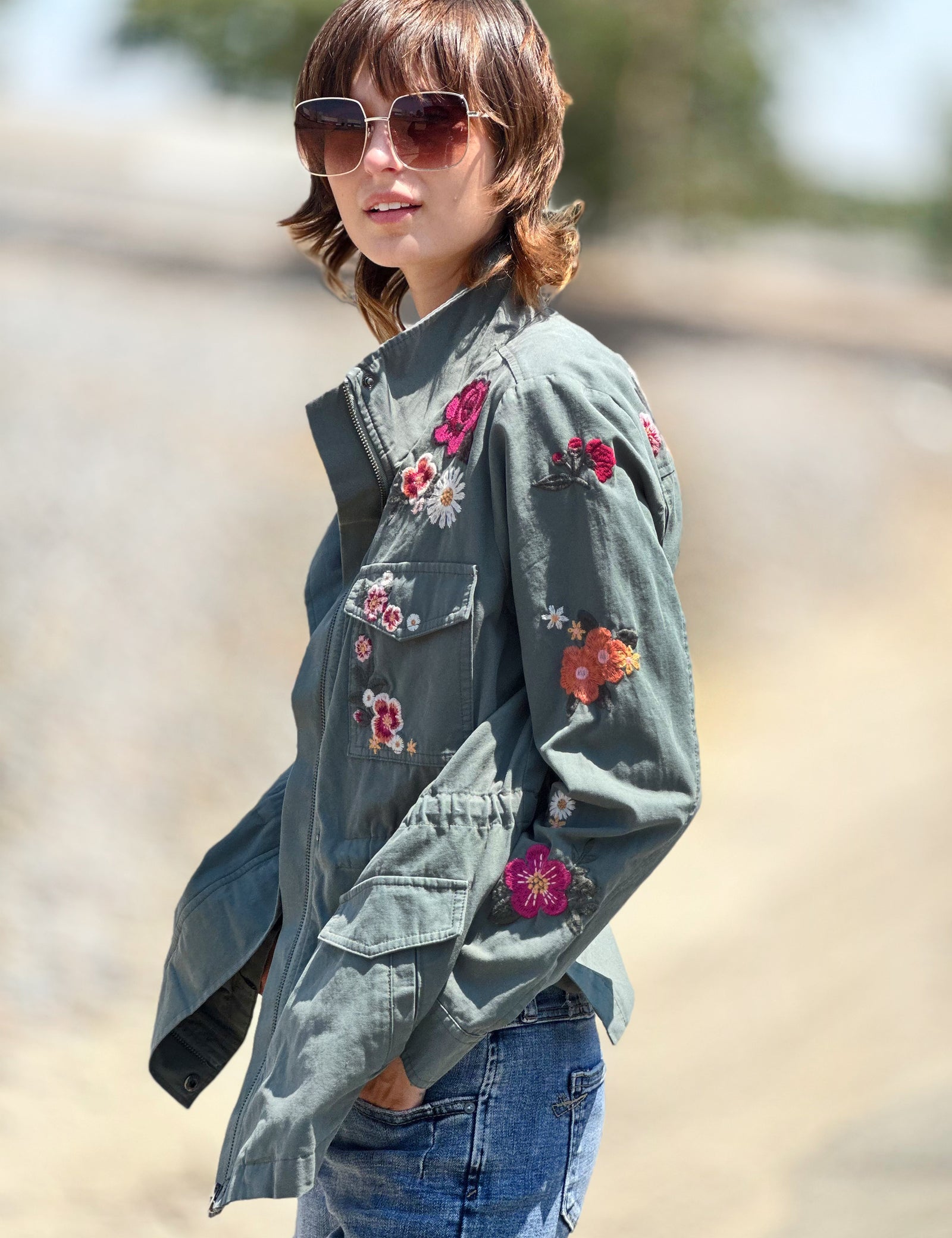 Women's Floral Utility Jacket with Pockets – Billy T – billytshop