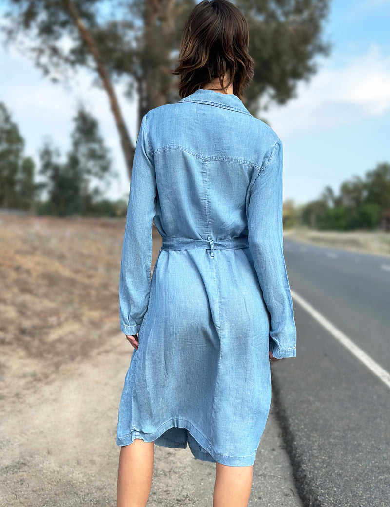 Chambray Trench Jacket Back View