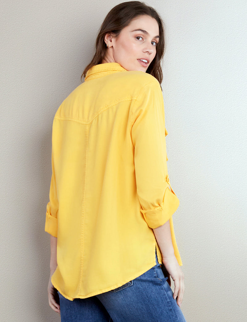 Women's Designer Bright Yellow Button Down Shirt