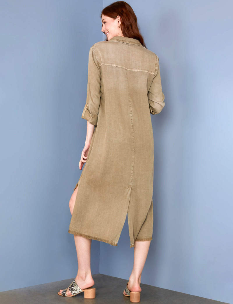 Women's Fashion Brand Lyocell Tan Shirtdress