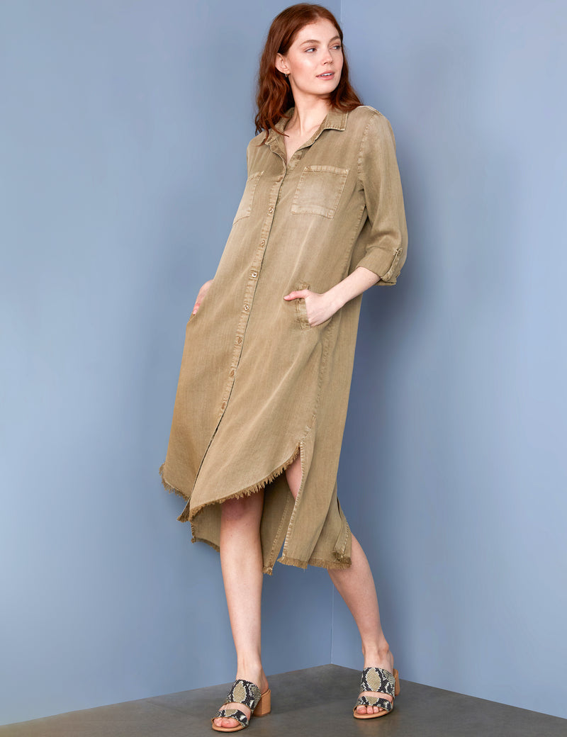 Women's Fashion Brand Lyocell Tan Shirtdress