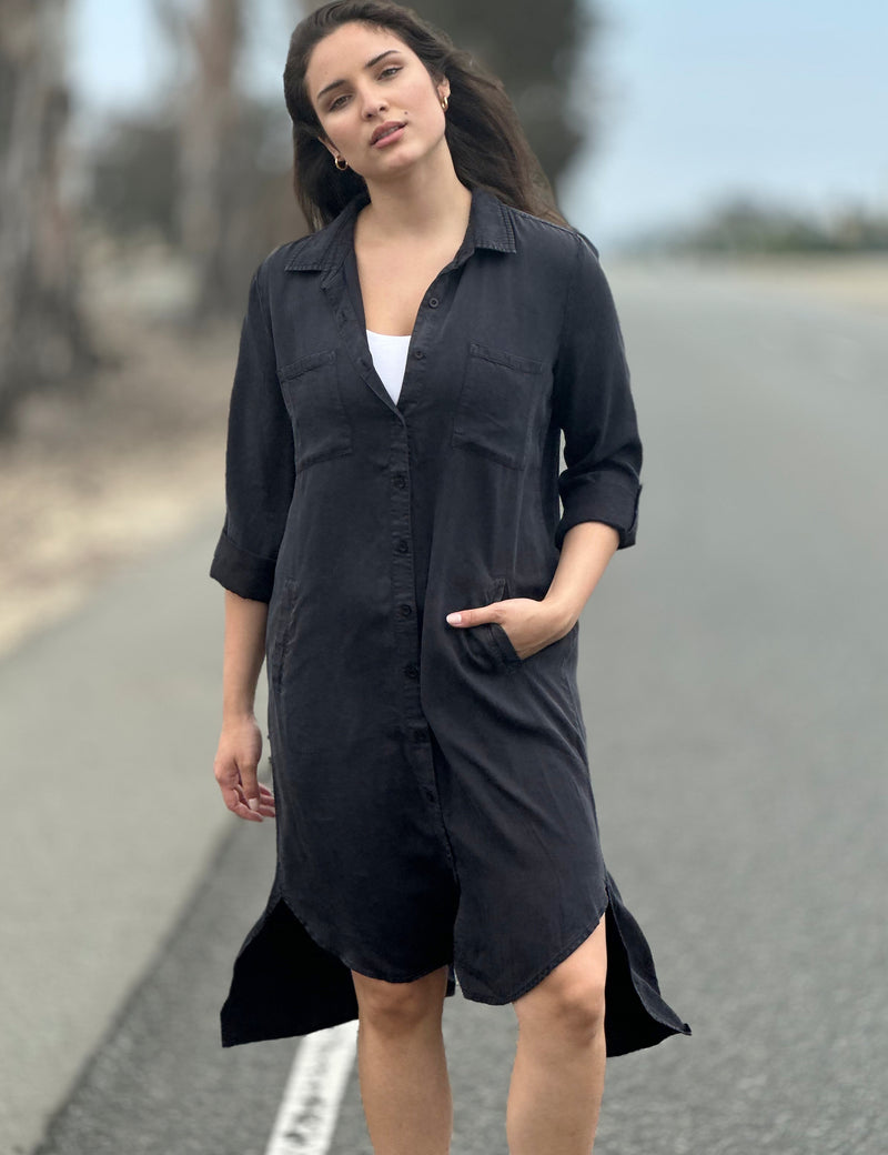 Women's Fashion Brand Classic Black Shirtdress