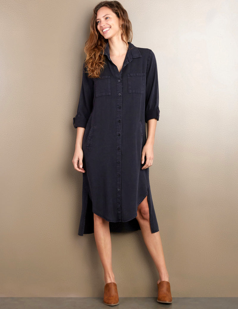 Women's Fashion Brand Classic Black Shirtdress