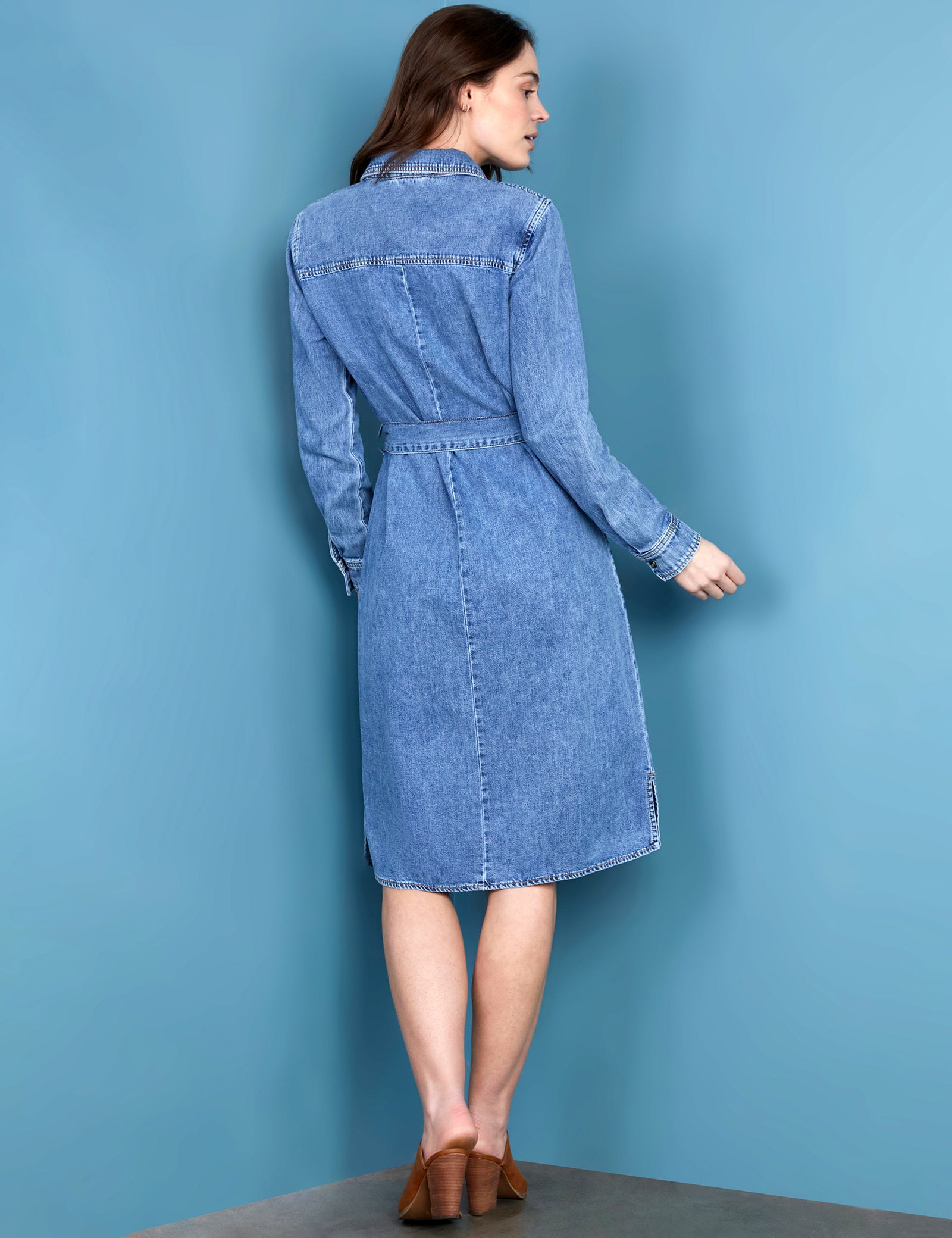 Women’s Chloe Denim Shirtdress – Wash Lab Blue Cloud / XS