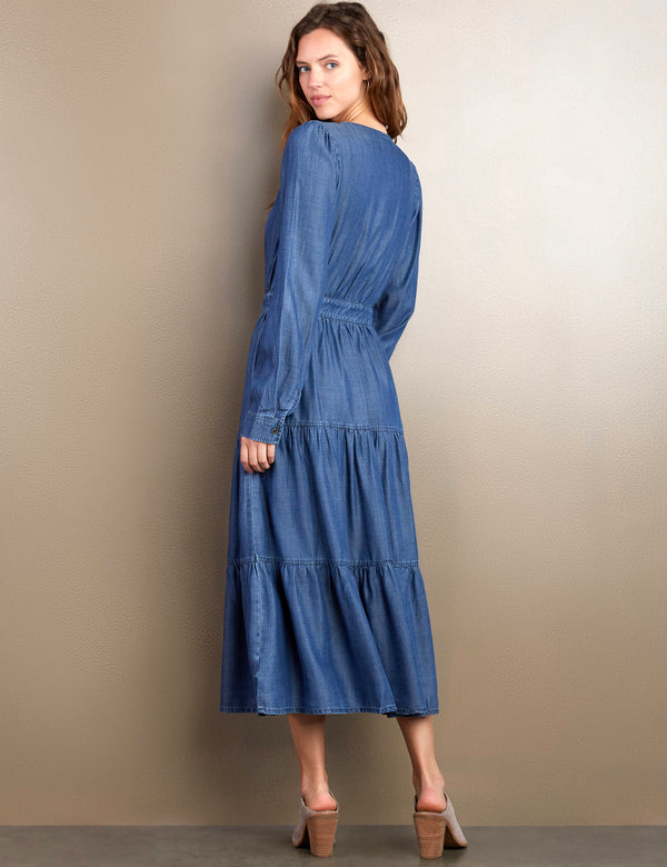 Women's Fashion Brand Tiered Maxi Peasant Dress