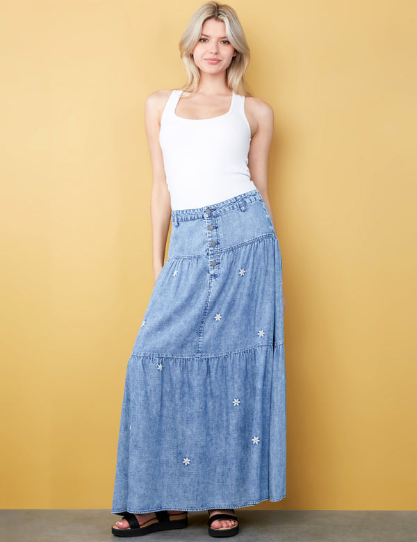 Denim Flower Skirt