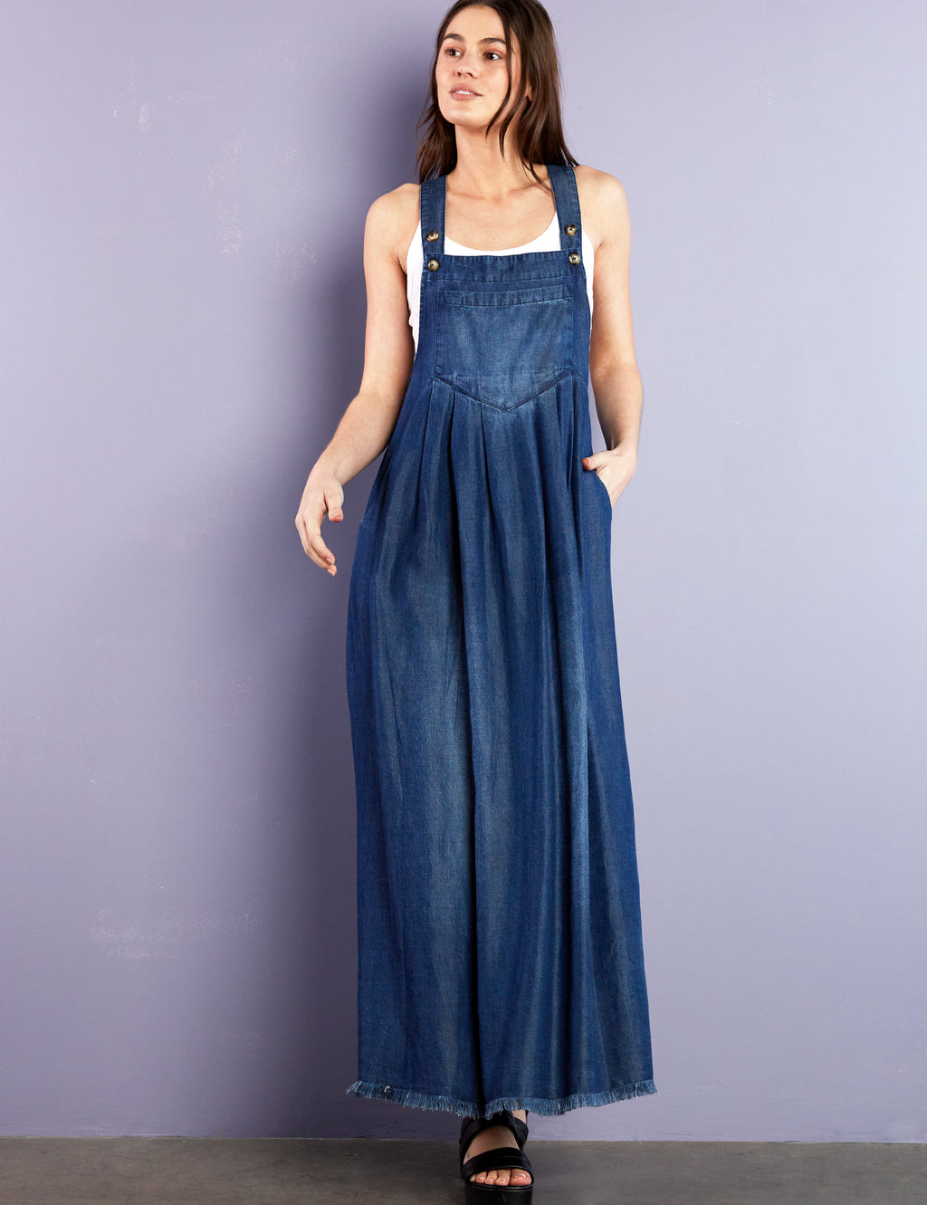 denim maxi jumper dress Women's Denim Pocket Jumper Dress – Billy T – billytshop
