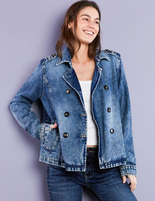 Women's Fashion Brand Denim Peacoat