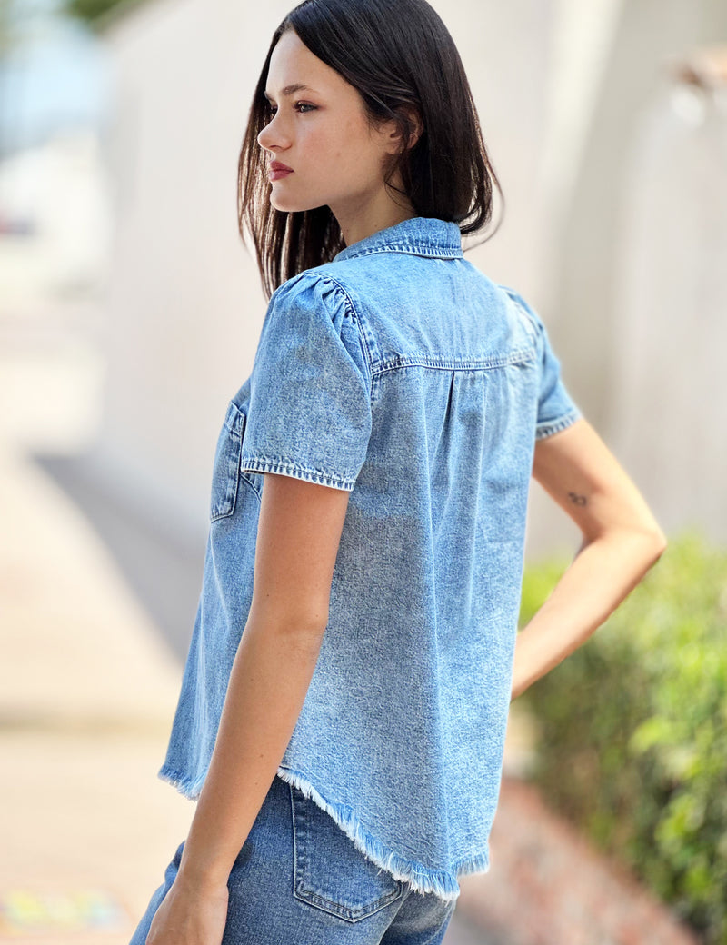 Denim Crop Top Denim Bubble Side View