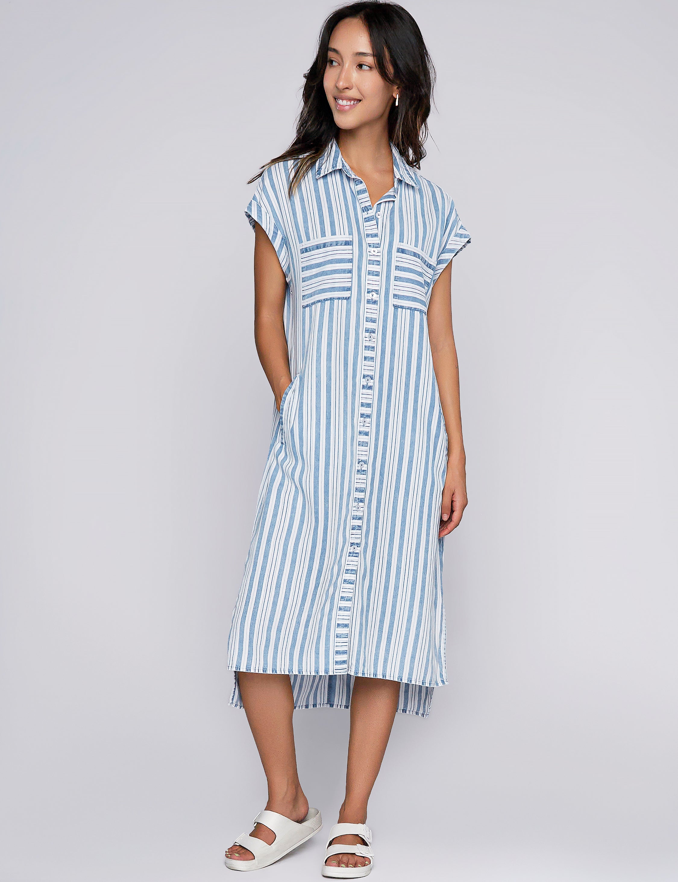 Sriped Denim Dress main image 1