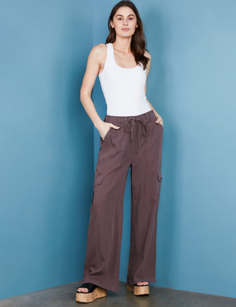 Women's Designer Brand Brown Easy Cargo Wide Leg Pants