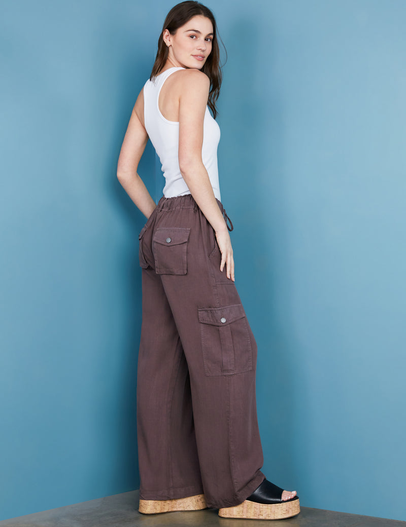 Women's Designer Brand Brown Easy Cargo Wide Leg Pants