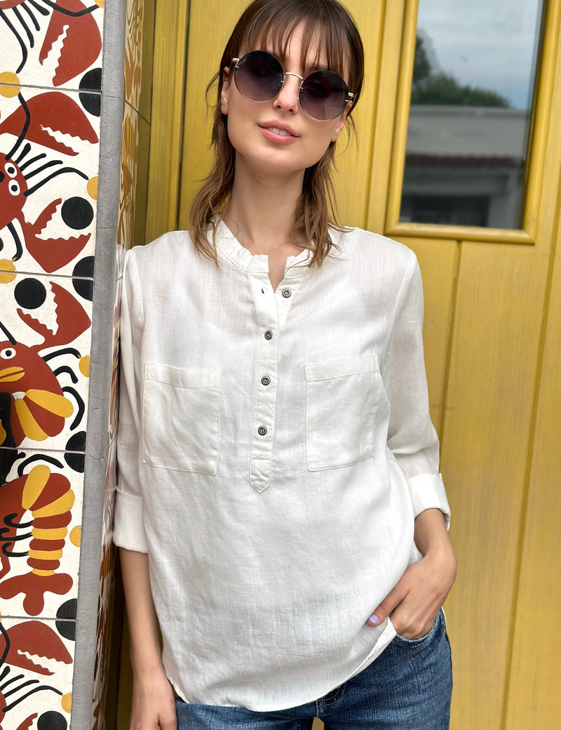 Effortless Popover Shirt White Front View