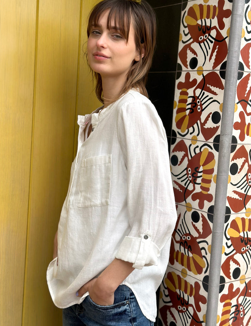 Effortless Popover Shirt White Side View