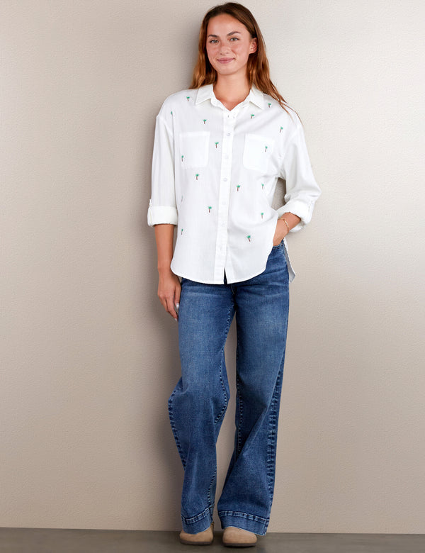 Embroidered Palm Trees Shirt