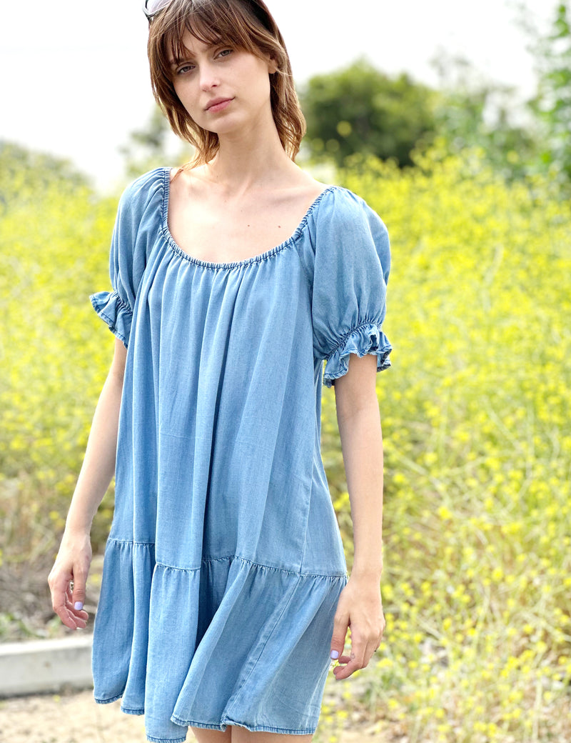 Women’s Flounce Denim Dress – Billy T Denim / S Women’s Flounce Denim Dress – Billy T Denim / S