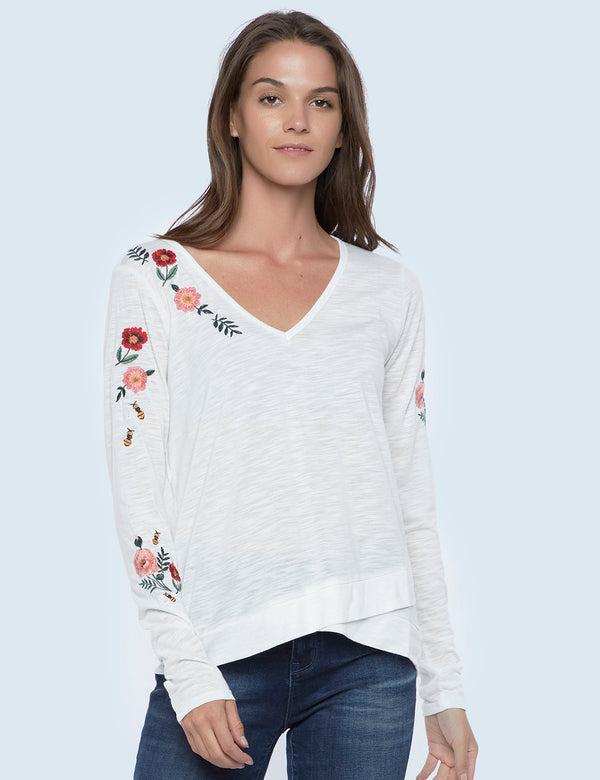 High-End Women's Fashion Brand Embroidered Long Sleeve Tee