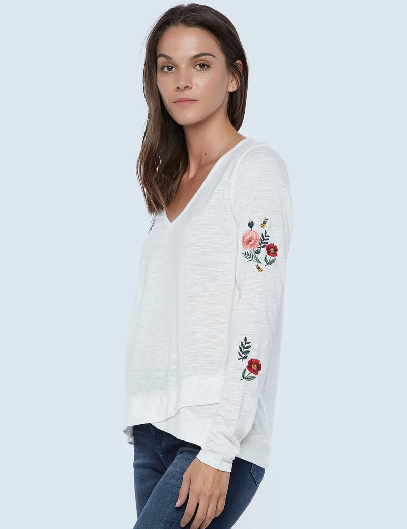 High-End Women's Fashion Brand Embroidered Long Sleeve Tee