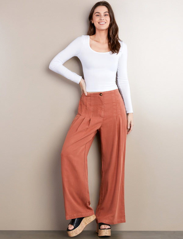 Women's Fashion Brand Rust Wide Leg Pants Front View