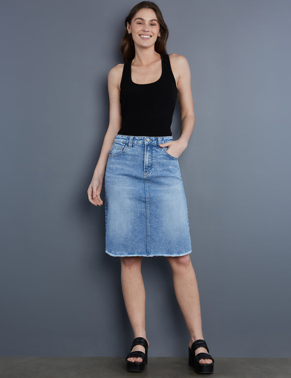 Women's Designer Classic Light Wash Short Denim Skirt
