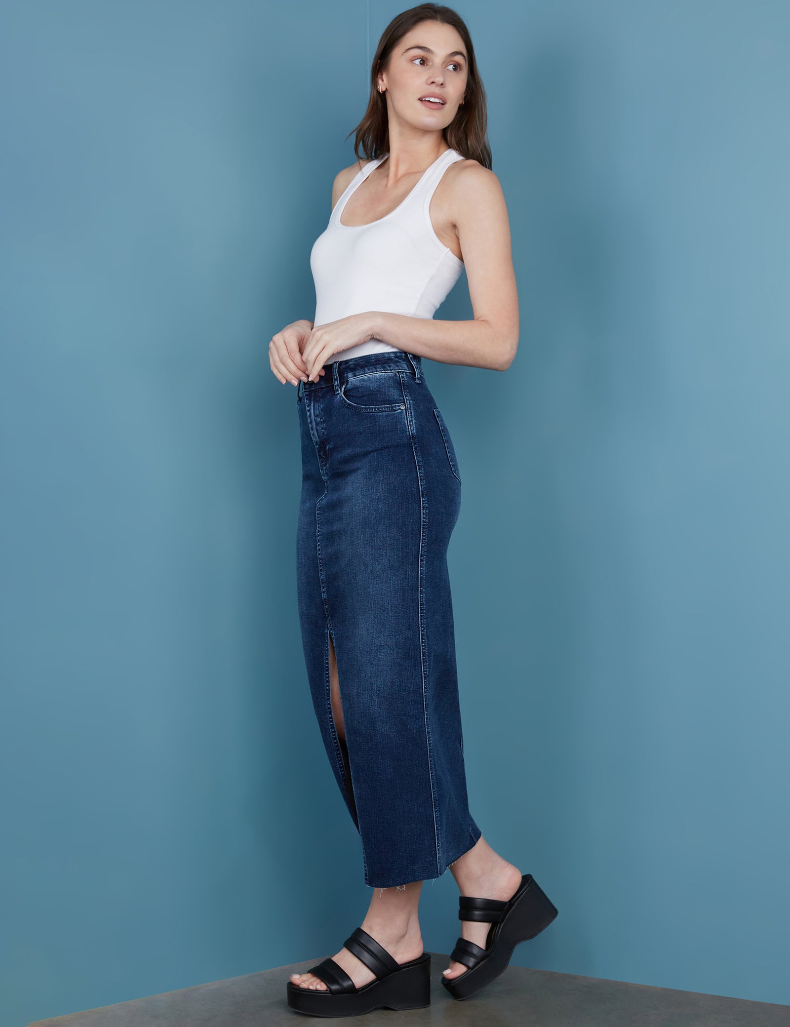 Front-Slit-Classic-Denim-Midi-