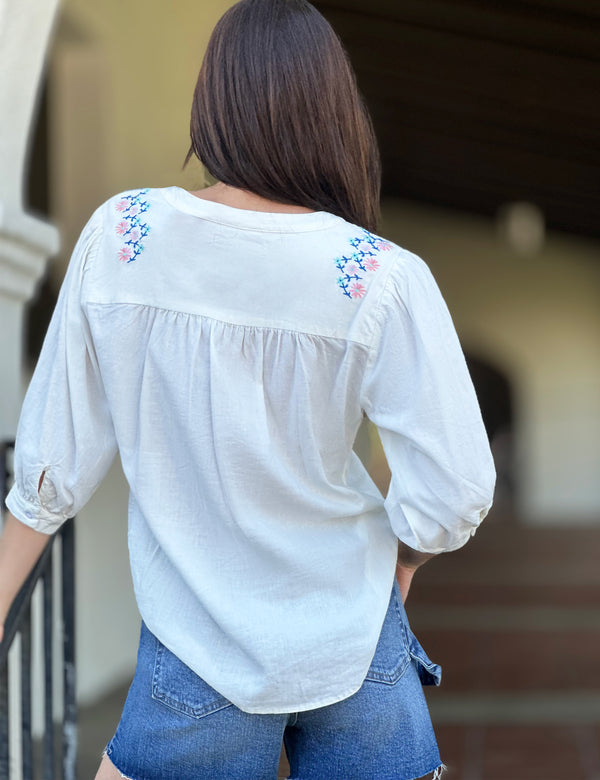 Women's Fashion Brand Floral Embroidered Front Shirt