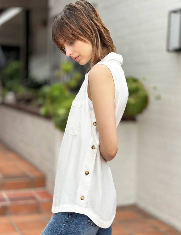 Women's Fashion Brand Ivory Sleeveless Shirt