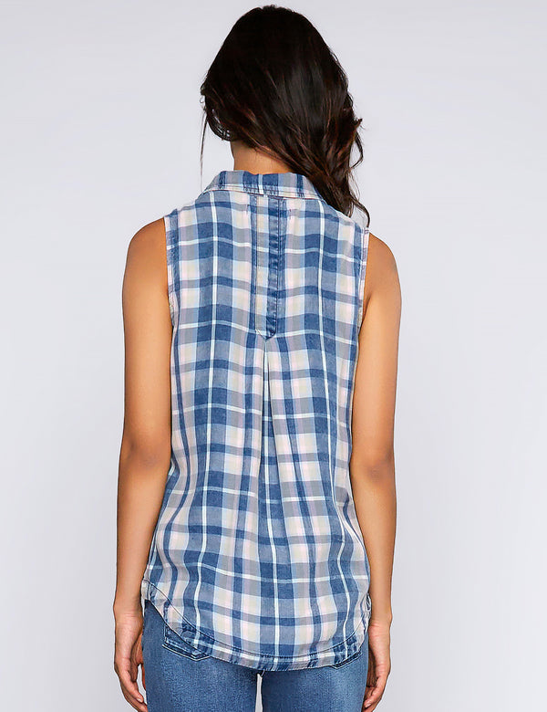 Women's Fashion Brand Sleeveless Plaid Shirt