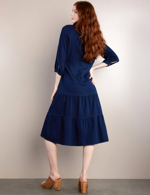 Women's Fashion Brand Button Front Tiered Shirtdress