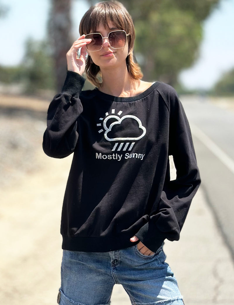 Mostly Sunny Sweatshirt Black Front View