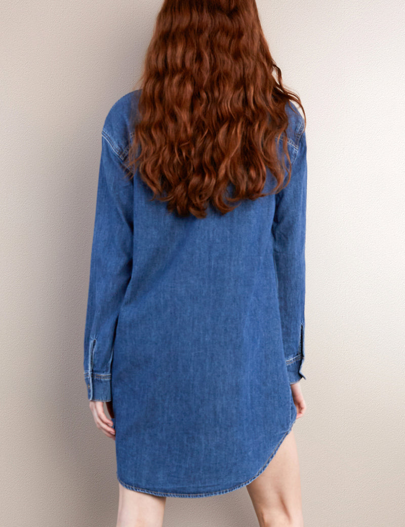 Wash Lab Denim Oversize Denim Shirtdress - Wave Blue Wash Lab Denim Oversize Denim Shirtdress - Wave Blue