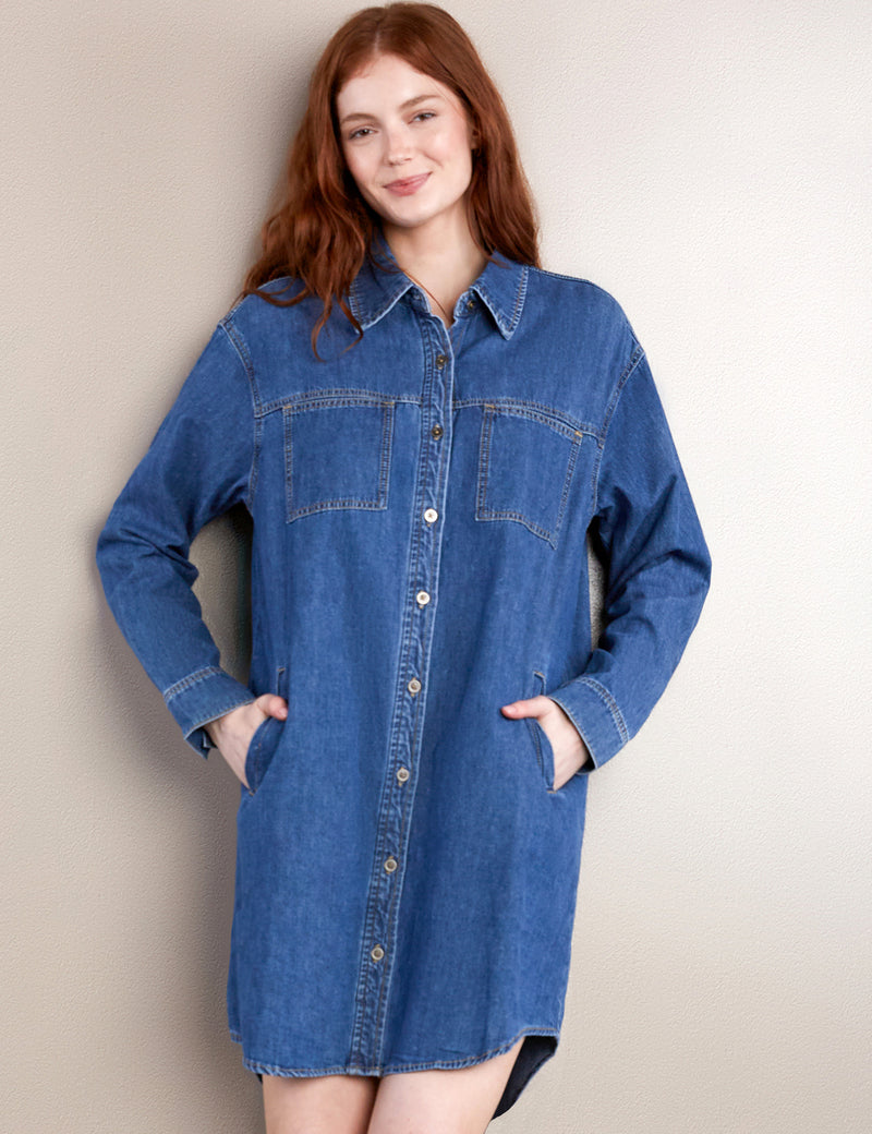 denim shirt over a dress How to Wear a Denim Shirt