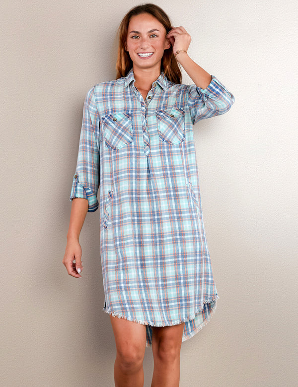 Patch Pocket Plaid Dress